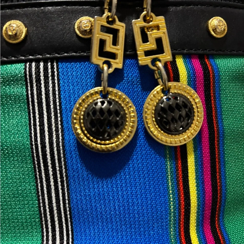 Versace Colorful Striped Vintage Vanity Bag Like New